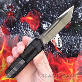 Slash2Gash S2G Delta Force Classic Black Scarab D/A OTF Automatic Knife CNC Highest Quality - Satin Tanto Switchblade