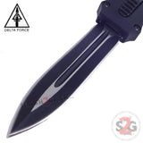 Delta Force OTF Crypt Keeper Dual Action Black Tactical Automatic Knife Double Edge Dagger Plain Switchblade