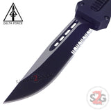 Delta Force OTF Crypt Keeper D/A Black Tactical Automatic Knife Single Edge Serrated Switchblade