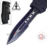 Delta Force Commando D/A OTF Automatic Knife Black - Spear Point Combo Blade Switchblade