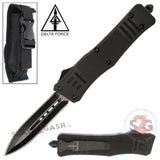 Delta Force Commando D/A OTF Automatic Knife Black - Dagger Plain Switchblade