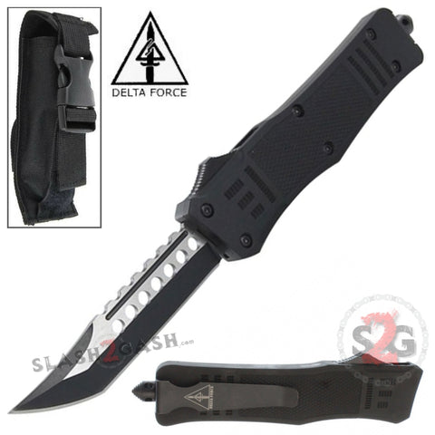 Delta Force Commando D/A OTF Automatic Knife Black - Tanto Xtreme