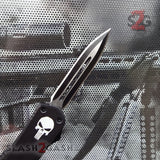 Delta Force Punisher Skull 7" Small OTF Automatic Knife D/A Switchblade - Double Edge Plain