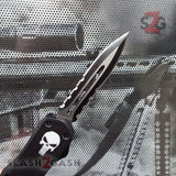 Delta Force Punisher Skull 7" Small OTF Automatic Knife D/A Switchblade - Double Edge Serrated