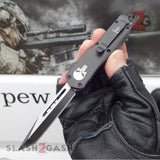 Delta Force Punisher Skull 7" Small OTF Automatic Knife D/A Switchblade - Tanto Plain