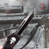 Delta Force Punisher Skull 7" Small OTF Automatic Knife D/A Switchblade - Tanto Plain