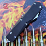 Delta Force OTF Recon D/A Black Automatic Knife - REAL Damascus Single Edge Drop Point Switchblade