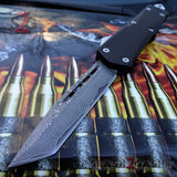Delta Force OTF Recon D/A Black Automatic Knife - REAL Damascus Tanto Plain Switchblade