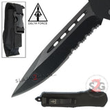 Delta Force OTF Recon D/A Black Tactical Automatic Knife Switchblade - Drop Point Serrated