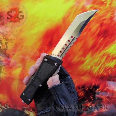 Delta Force Dark Knight VG-10 OTF Knife CNC Highest Quality Carbon Fiber - Tanto Xtreme Switchblade Slash2Gash S2G