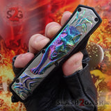 Delta Force Lycan OTF Automatic Knife D/A Tanto Xtreme Switchblade - Titanium Rainbow Wolf