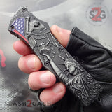 Delta Force Stonewashed OTF Automatic Knife - Lady Liberty Statue USA Patriotic Switchblade