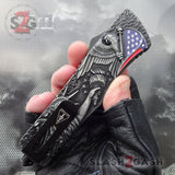 Delta Force Stonewashed OTF Automatic Knife - Lady Liberty Statue USA Patriotic Switchblade