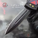 Delta Force Stonewashed OTF Automatic Knife - Rebel Flag Confederate States USA Patriotic Eagle Switchblade