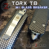 Carbon Fiber OTF Knife D/A Switchblade - REAL Layered Damascus - S2G Tactical Automatic Knives Glass Breaker