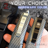 Real Damascus OTF Knife Carbon Fiber D/A Switchblade - S2G Tactical Automatic Knives Hardware Color