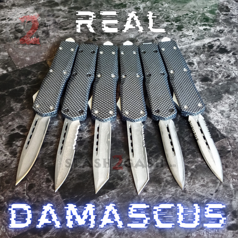 Switchblade Carbon Fiber Knives OTF Damascus Automatic Knife S2G Tactical