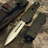 S2G Tactical OTF Knives Recon D/A Black Automatic Knife - Dagger Plain REAL Layered Damascus Switchblades Double Edge