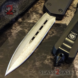 S2G Tactical OTF Knives Recon D/A Black Automatic Knife - Dagger Plain REAL Layered Damascus Switchblades Double Edge