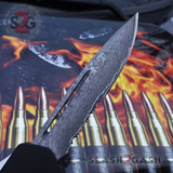 S2G Tactical OTF Recon D/A Black Automatic Knife - REAL Layered Damascus
