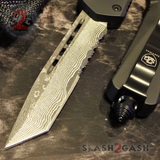 S2G Tactical OTF Knives Recon D/A Black Automatic Knife - Tanto Serrated REAL Layered Damascus Switchblades