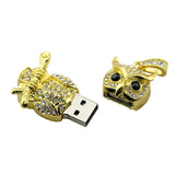 Cute Crystal Owl Necklace on Branch USB Flash Drive 2.0 Pendant Charm 16 GB U Disk Memory Stick