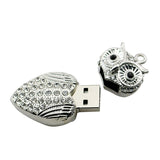 Cute Crystal Owl Necklace USB Flash Drive 2.0 Pendant 16 GB gold/silver U Disk Memory Stick