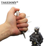Steel Kubaton Kubotan Self Defense Stick Keychain with Prongs/Spikes - Silver Ninja Weapon