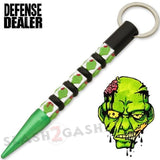 Zombie Skull Kubotan Kubaton Self Defense Keychain Stick - Green Ninja Weapon