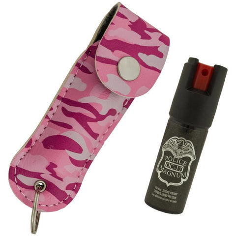 1/2 Ounce Police Strength OC-17 Pepper Spray W/ Keychain - Pink Camo