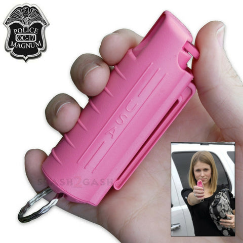 Pepper Spray 1/2 Ounce OC-17 with Clip and Keychain - Hot Pink