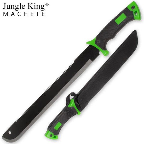 24.75 Inch Jungle King Machete Undead Green Rubber Grip Handle
