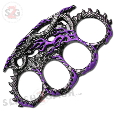 Enter the Dragon Flames Brass Knuckles Serpent Fantasy Paperweight - Metallic Purple