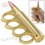 50 Caliber Bullet Knuckles Paper Weight w/ Hidden Stash - Gold