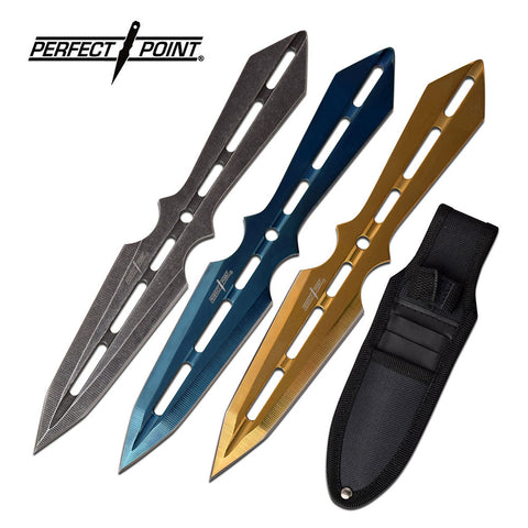 Perfect Point Triangle Ninja 7.5" Throwing Knives - 3 PC Asst. Colors