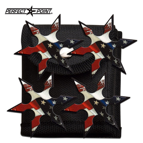 American Flag USA 4 Pack Throwing Star Set 2.5" Perfect Point
