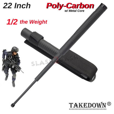 22" Inch Lightweight Expandable Police Baton Poly Carbon w/ Metal Core