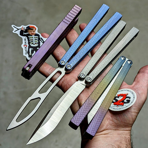 TheONE Serif Clone TITANIUM Balisong Butterfly Knife - Pinless