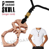 One Finger Punisher Skull Knuckle Paracord Self Defense Keychain Necklace Lanyard - Copper Steel