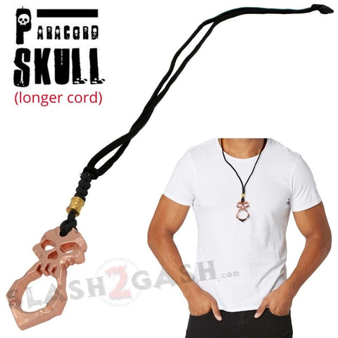 One Finger Skull Knuckle Necklace Self Defense Keychain - Copper