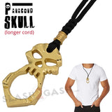 One Finger Punisher Skull Knuckle Paracord Self Defense Keychain Necklace Lanyard - Gold Steel