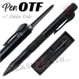 Black OTF Pen Knife Automatic Switchblade Hidden Dagger - Double Edge Blade