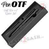 Black OTF Pen Knife Automatic Switchblade Hidden Dagger - Spare Ink Cartridge Gift Box