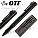 Black OTF Pen Knife Automatic Switchblade Hidden Single Edge 440C Blade - Drop Point