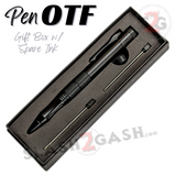 Black OTF Pen Knife Automatic Switchblade Hidden Single Edge 440C Blade - Spare Ink