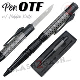 Black Tactical Pen OTF Knife with Design Automatic Switchblade Hidden Single Edge 440C Blade
