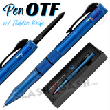 Blue OTF Pen Knife Automatic Switchblade Hidden Dagger - Black Blade