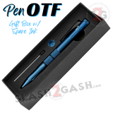 Blue OTF Pen Knife Automatic Switchblade Hidden Dagger - Spare Ink Cartridge Gift Box