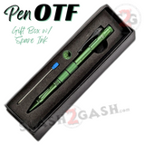 Green OTF Pen Knife Automatic Switchblade Hidden Dagger - Spare Ink + Gift Box