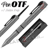 Gray OTF Pen Knife Automatic Switchblade Hidden Dagger - Black Blade Grey